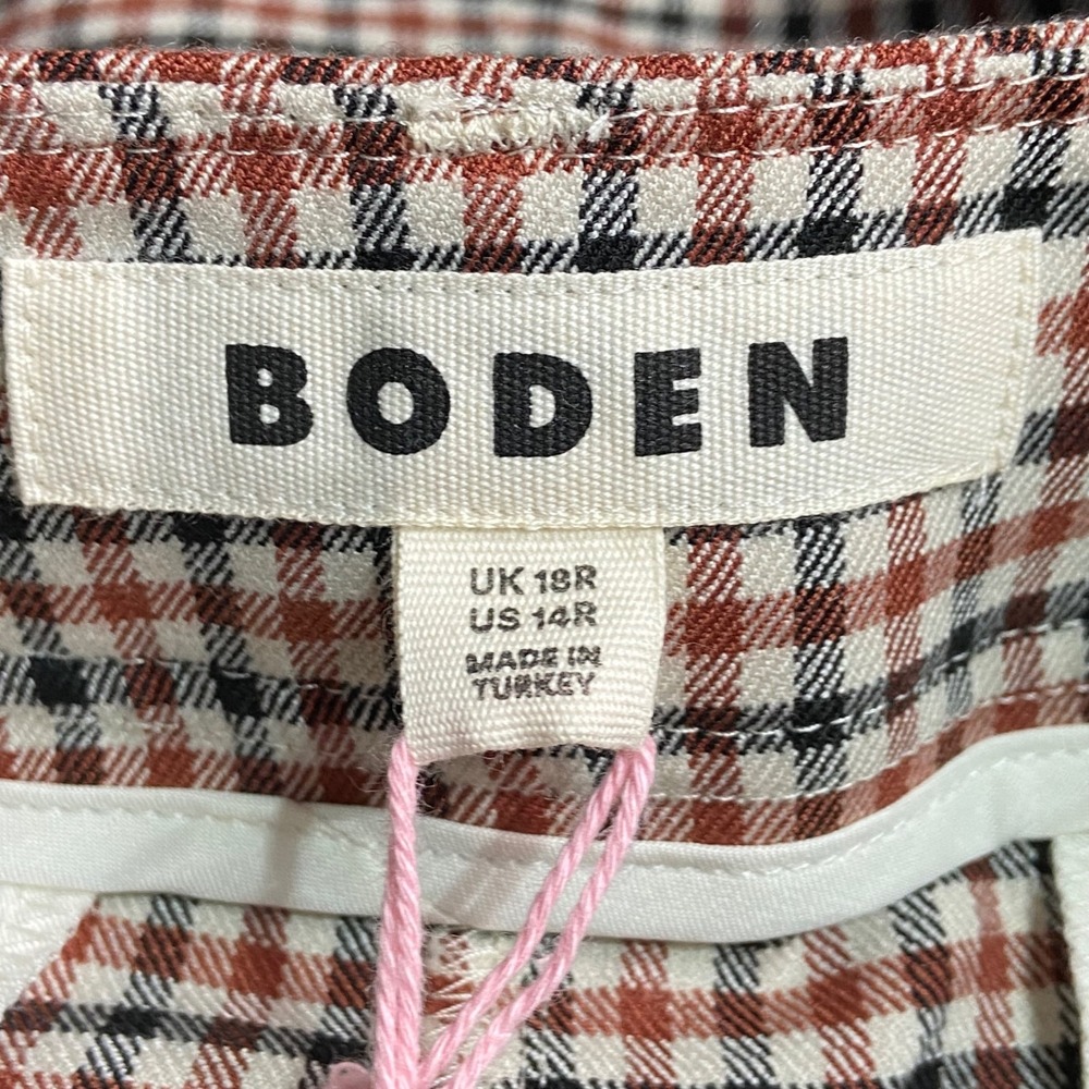 Boden Westbourne Women's US 14 Brown Plaid Wide Leg Pants‎ Trousers R0419 NWT - Picture 6 of 13